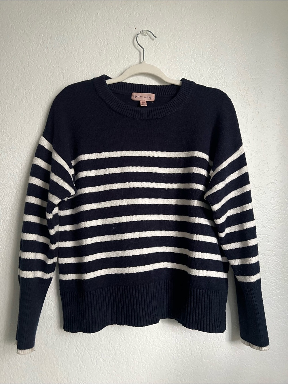 Philosophy Navy & White Striped Crewneck Sweater